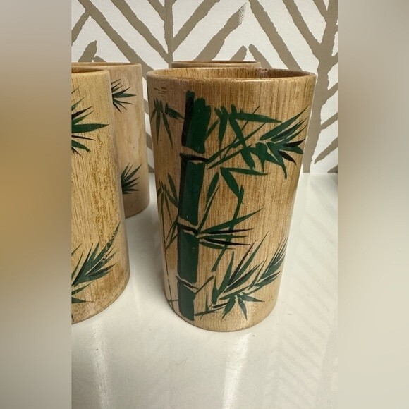 1960’s Mid Century Modern Bamboo Drinking Cups Fred Roberts Co. Made in Japan - Picture 3 of 6